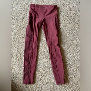 Lululemon Burgundy Full-Length Leggings | Size 6 | Mesh detailing on sides